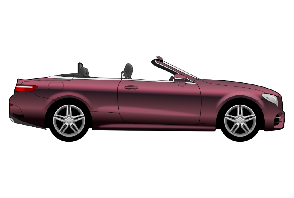 Red Mercedes A238 E-Class side view vector car graphic design for custom t-shirt and mug prints