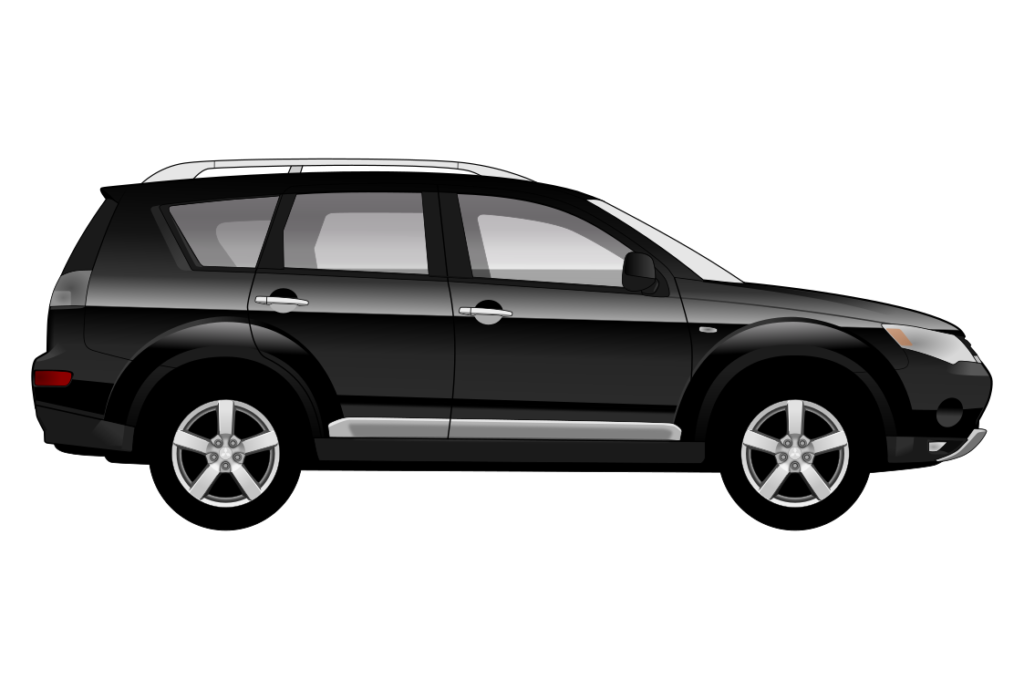 Black Mitsubishi Outlander Mark 2 side view vector car graphic design for custom t-shirt and mug prints