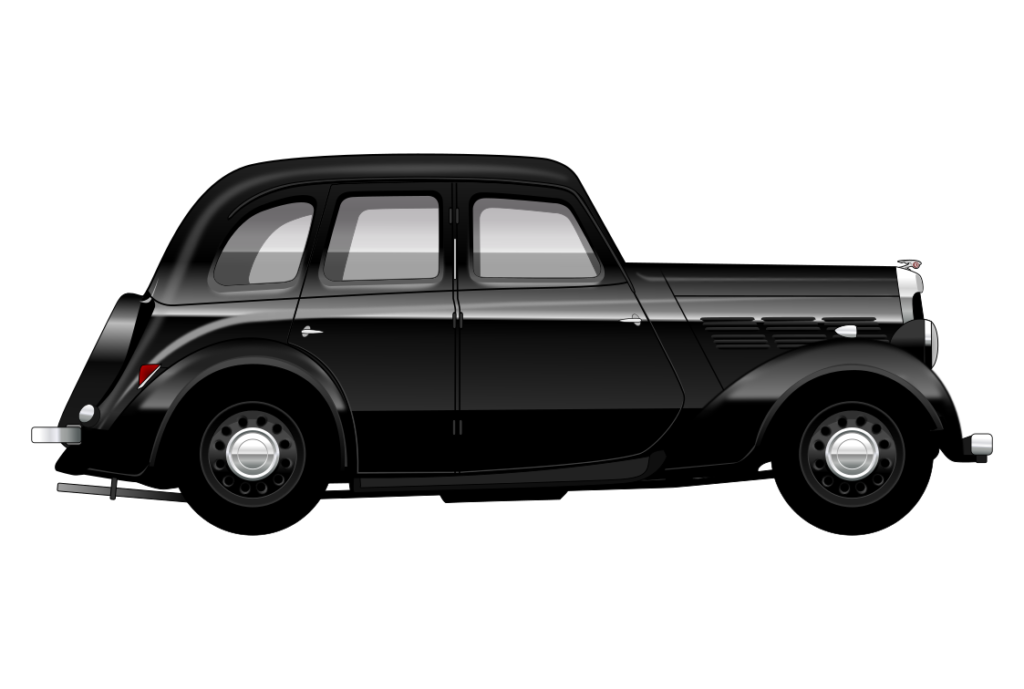 Black Morris Ten side view vector car graphic design for custom t-shirt and mug prints