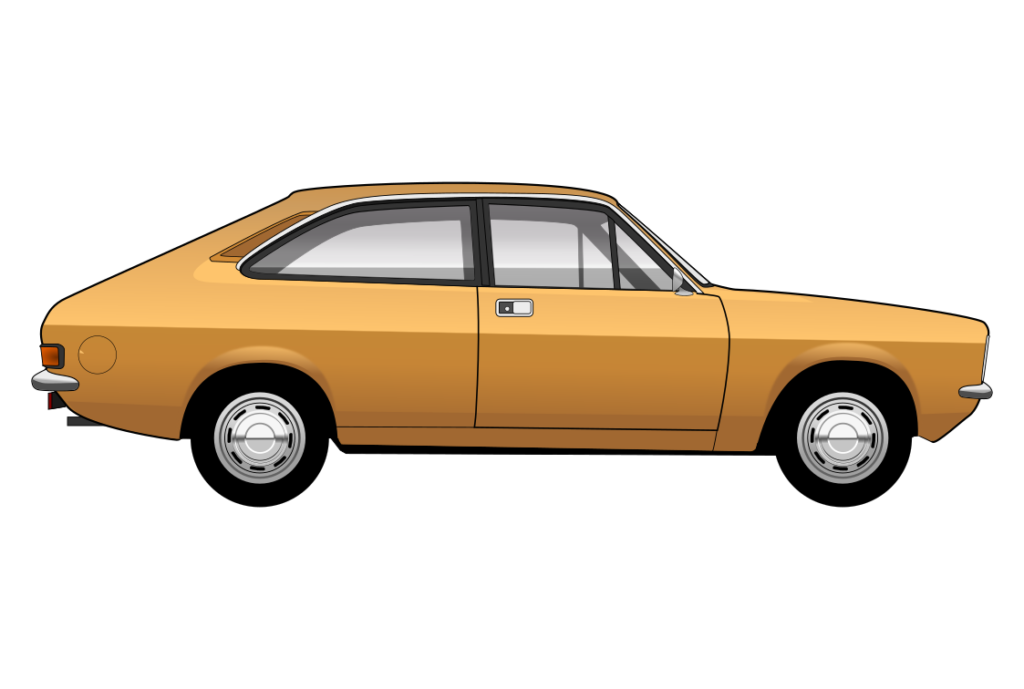 Yellow Morris Marina Coupe side view vector car graphic design for custom t-shirt and mug prints