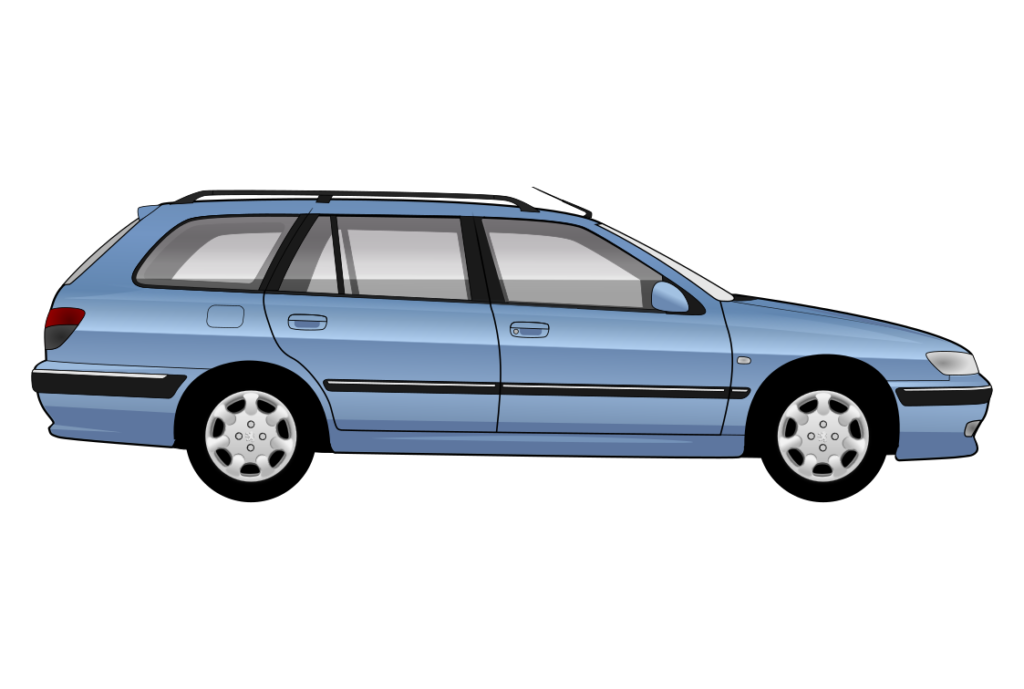 Blue Peugeot 406 Estate side view vector car graphic design for custom t-shirt and mug prints
