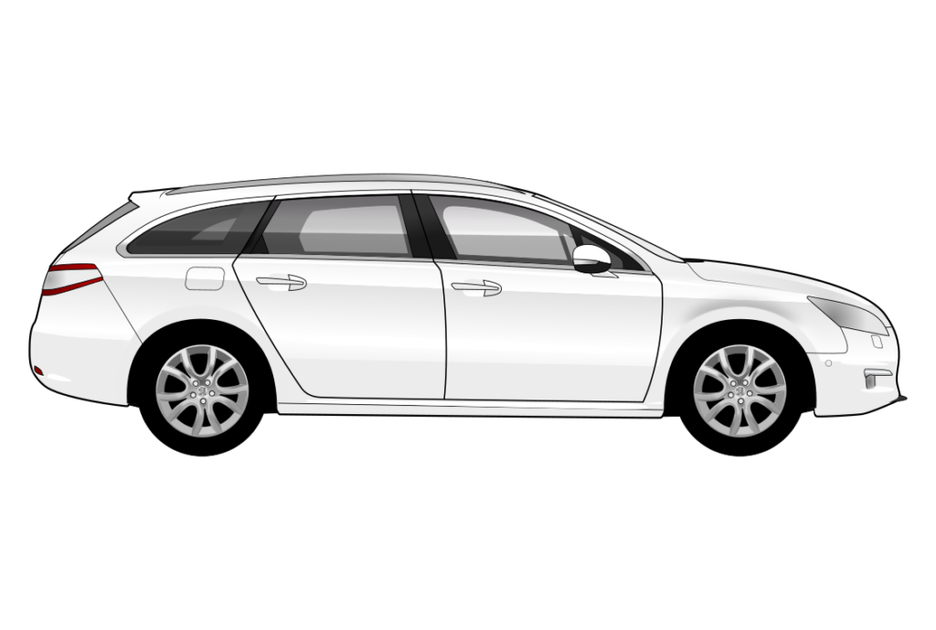 White Peugeot 508 SW side view vector car graphic design for custom t-shirt and mug prints