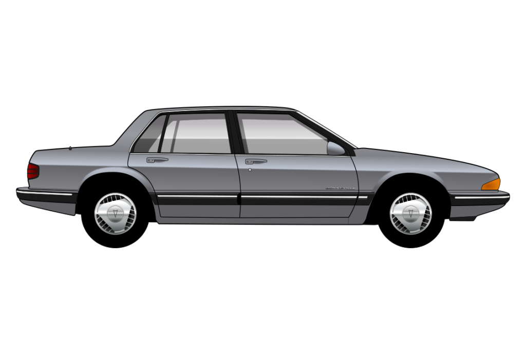 Grey Pontiac Bonneville 1988 side view vector car graphic design for custom t-shirt and mug prints