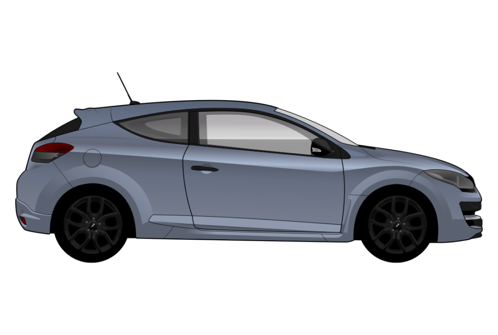 Grey Renault Megane Mark 3 Cup side view vector car graphic design for custom t-shirt and mug prints