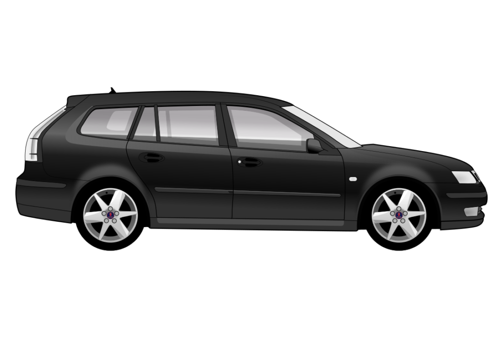 Black Saab 93 Mark 1 Estate side view vector car graphic design for custom t-shirt and mug prints