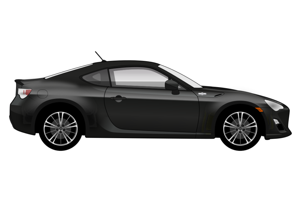 Black Scion FRS side view vector car graphic design for custom t-shirt and mug prints