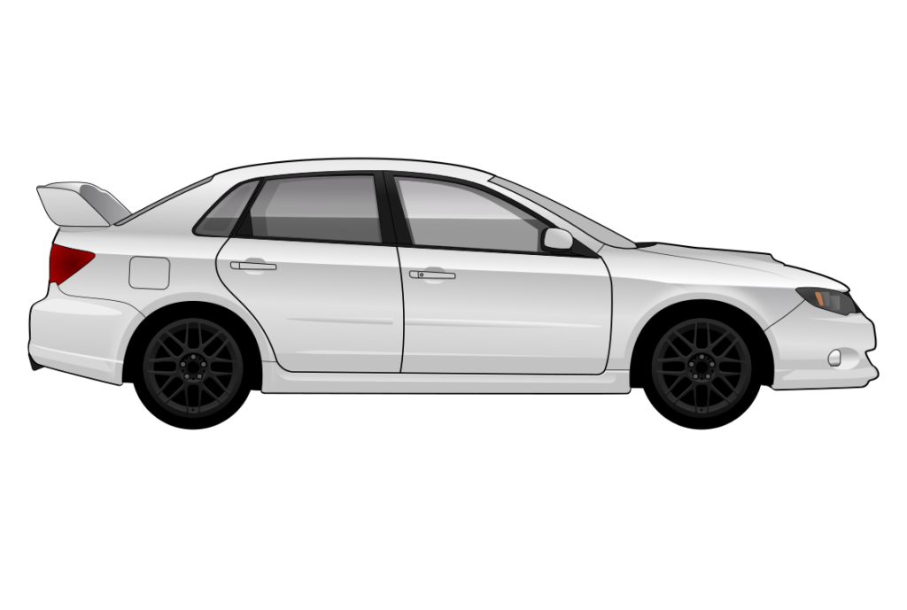 Silver Subaru Impreza Mark 3 side view vector car graphic design for custom t-shirt and mug prints