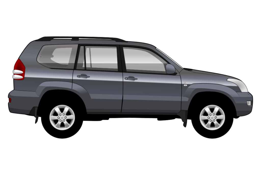 Grey Toyota Prado side view vector car graphic design for custom t-shirt and mug prints