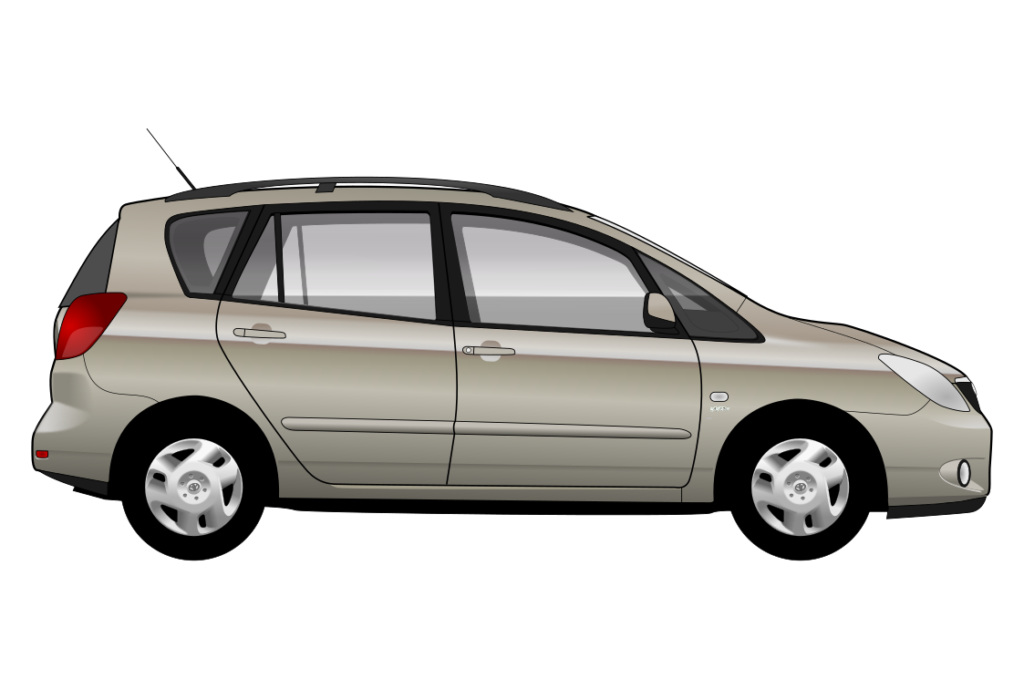 Beige Toyota Verso side view vector car graphic design for custom t-shirt and mug prints