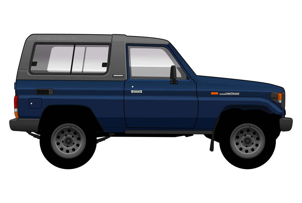 Blue Tyota Land Cruiser side view vector car graphic design for custom t-shirt and mug prints