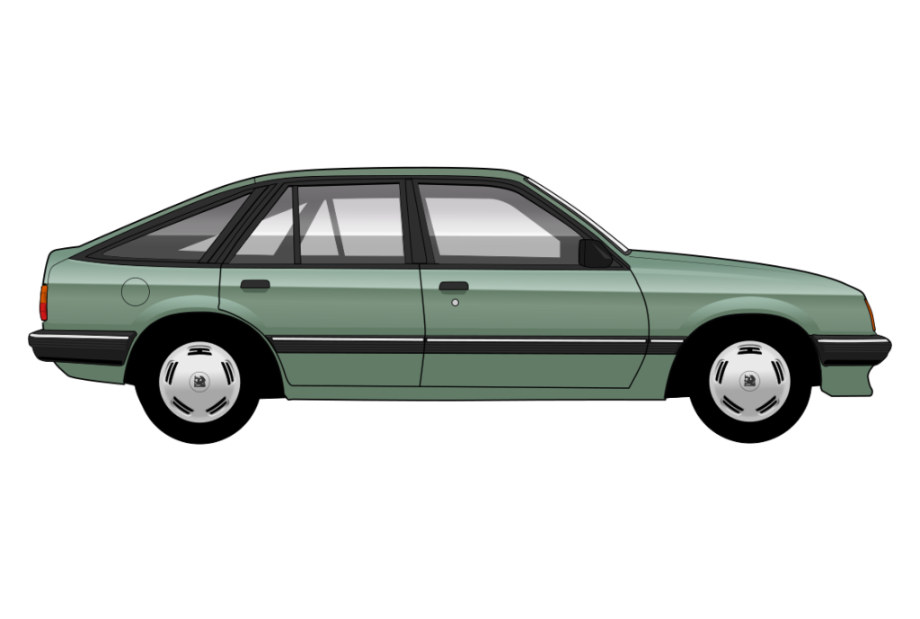 Green Vauxhall Cavalier Mark 2 side view vector car graphic design for custom t-shirt and mug prints