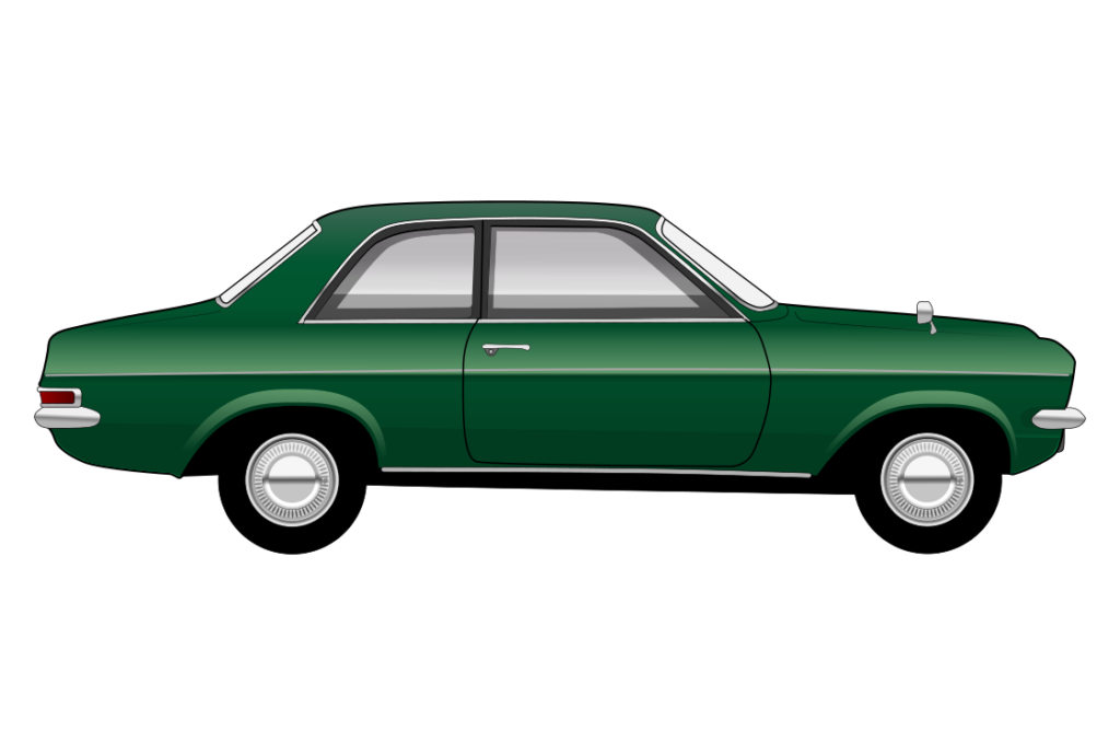 Green Vauxhall Viva HC side view vector car graphic design for custom t-shirt and mug prints