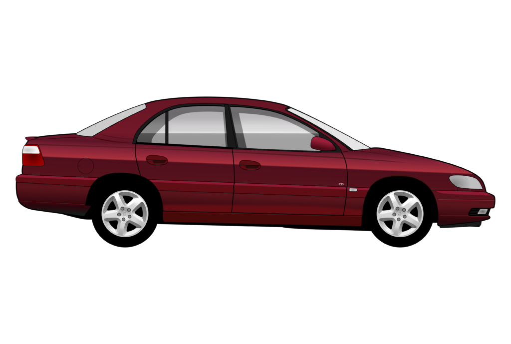 Red Vauxhall Omega Mark 2 side view vector car graphic design for custom t-shirt and mug prints
