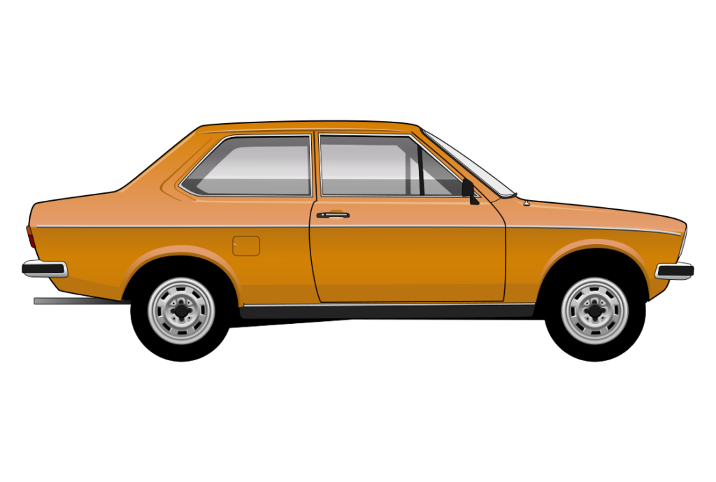 Yellow VW Derby side view vector car graphic design for custom t-shirt and mug prints