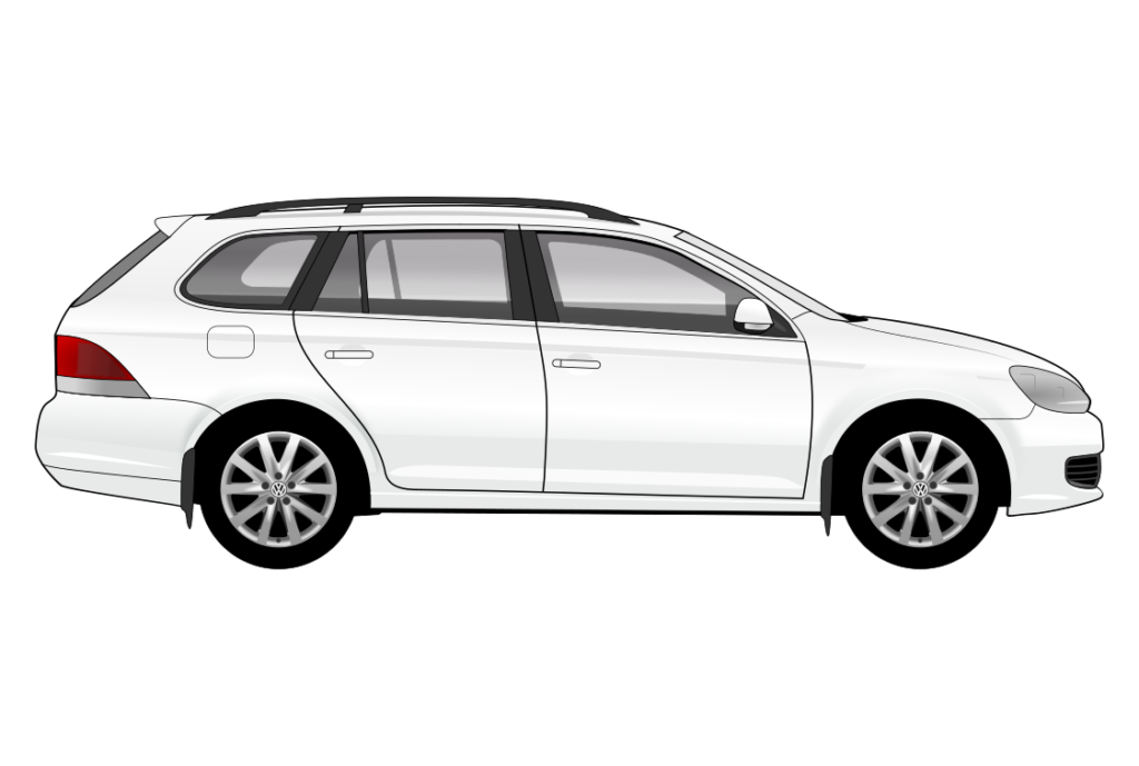 White VW Golf Mark 6 Estate side view vector car graphic design for custom t-shirt and mug prints