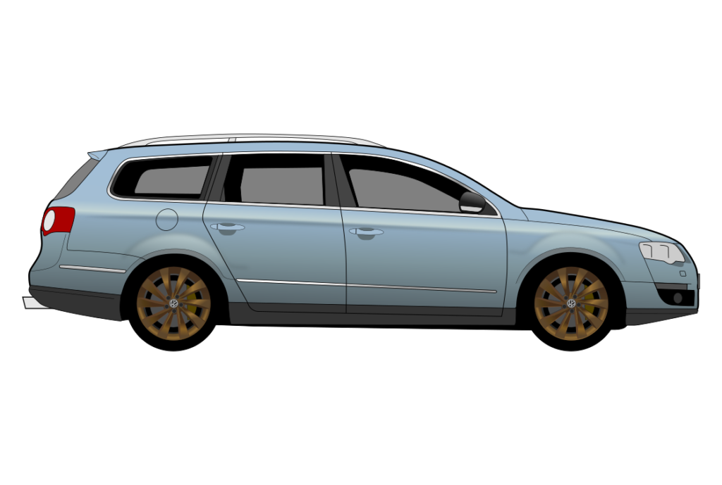 Light Blue VW Passat Mark 6 Estate side view vector car graphic design for custom t-shirt and mug prints