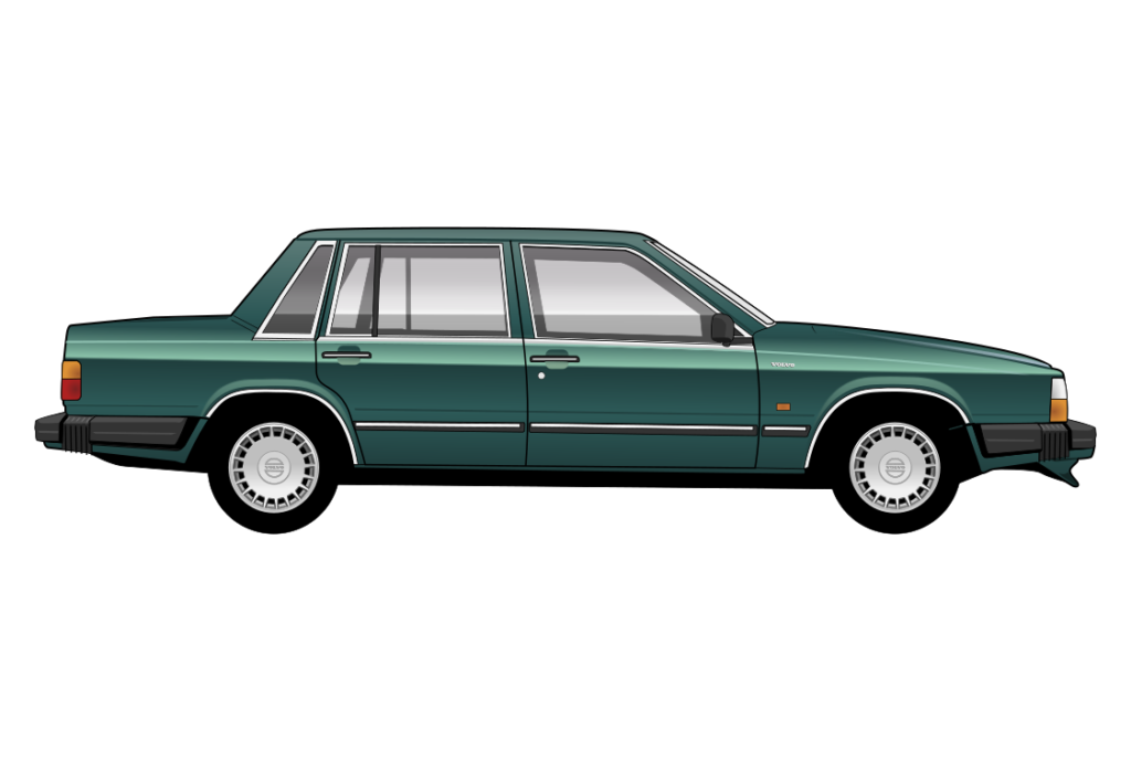 Green Volvo 760 side view vector car graphic design for custom t-shirt and mug prints