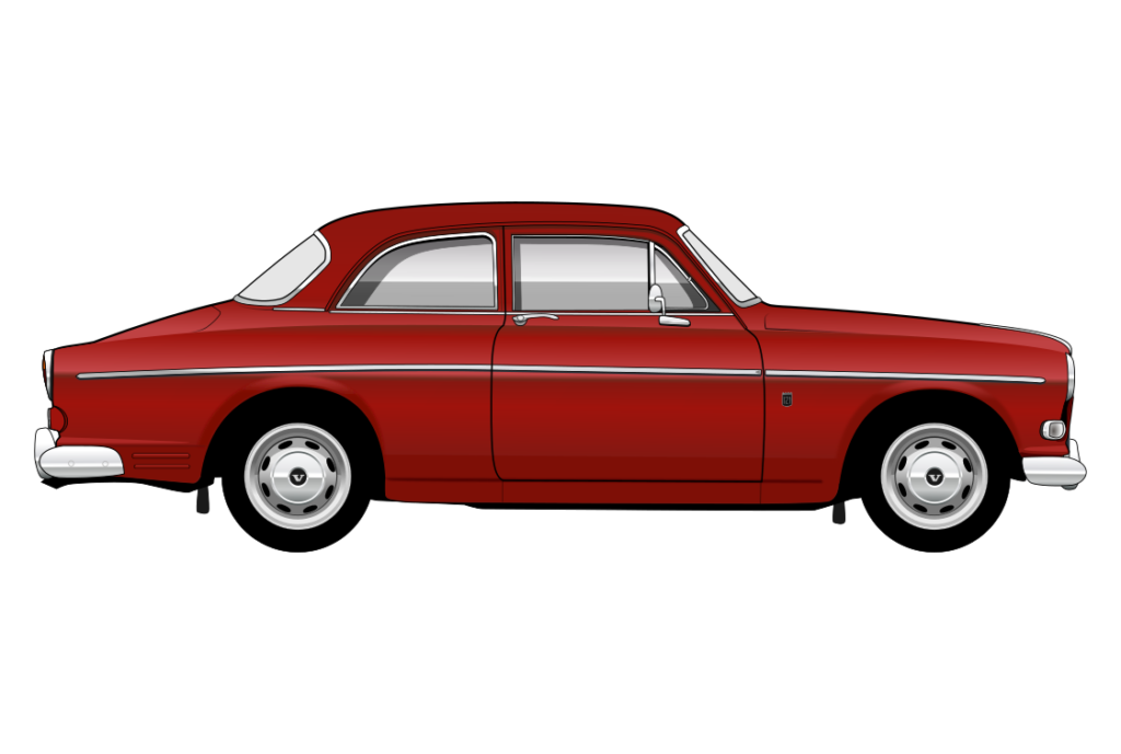 Red Volvo Amazon side view vector car graphic design for custom t-shirt and mug prints