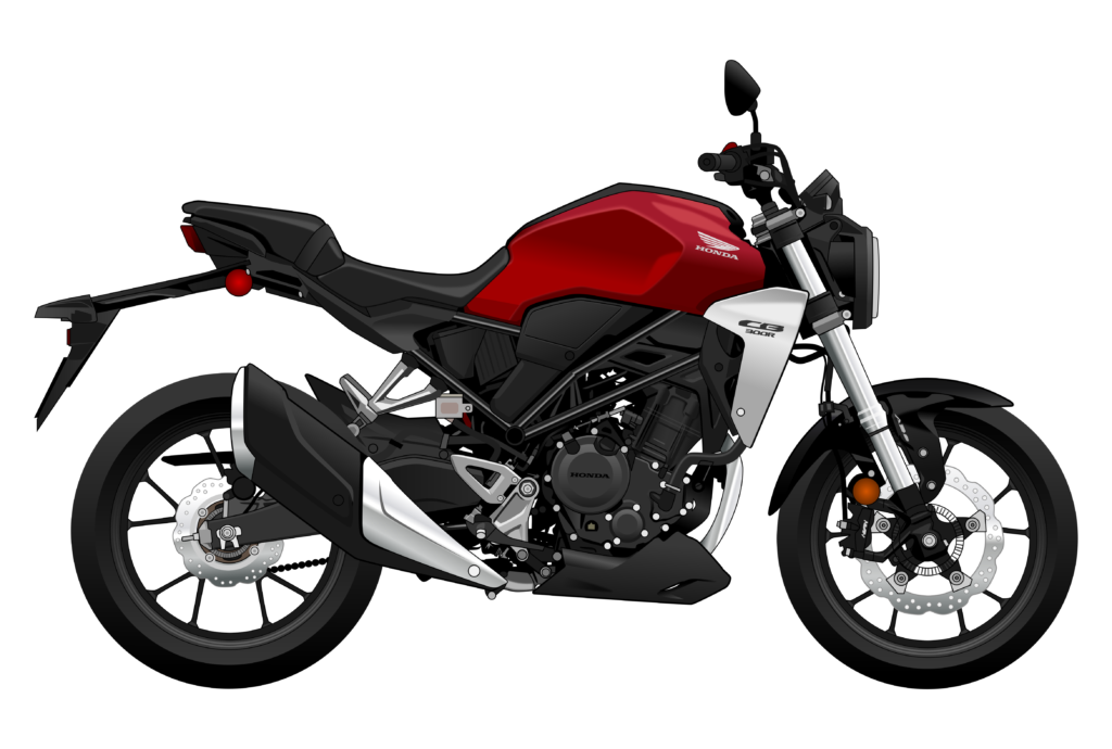 Red Honda CB300 R side view vector car graphic design for custom t-shirt and mug prints