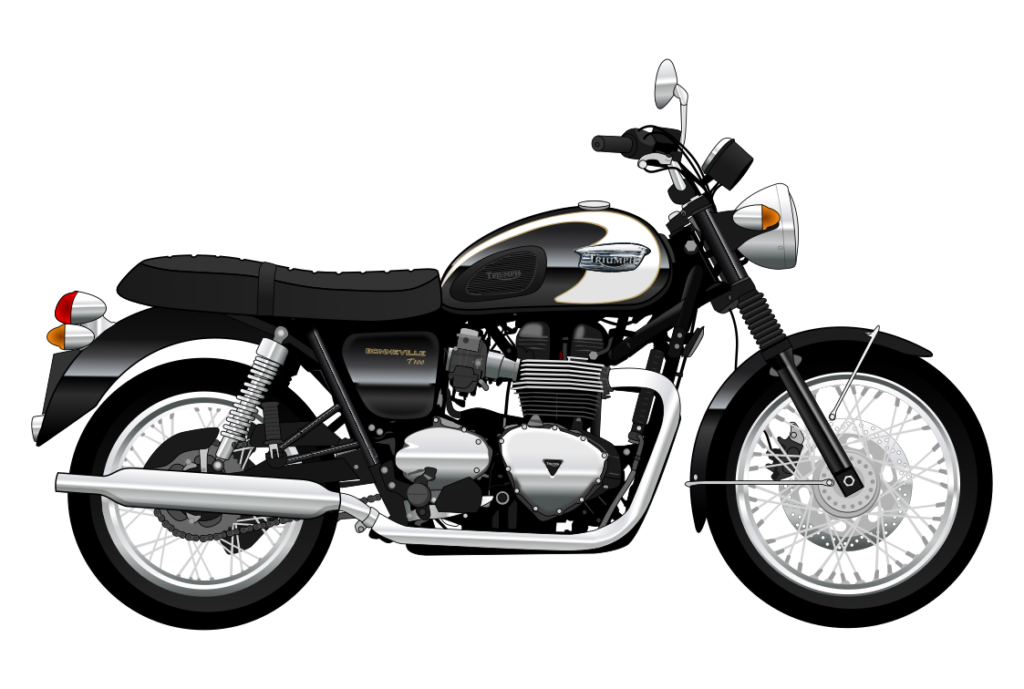 Black Triumph Bonneville side view vector car graphic design for custom t-shirt and mug prints