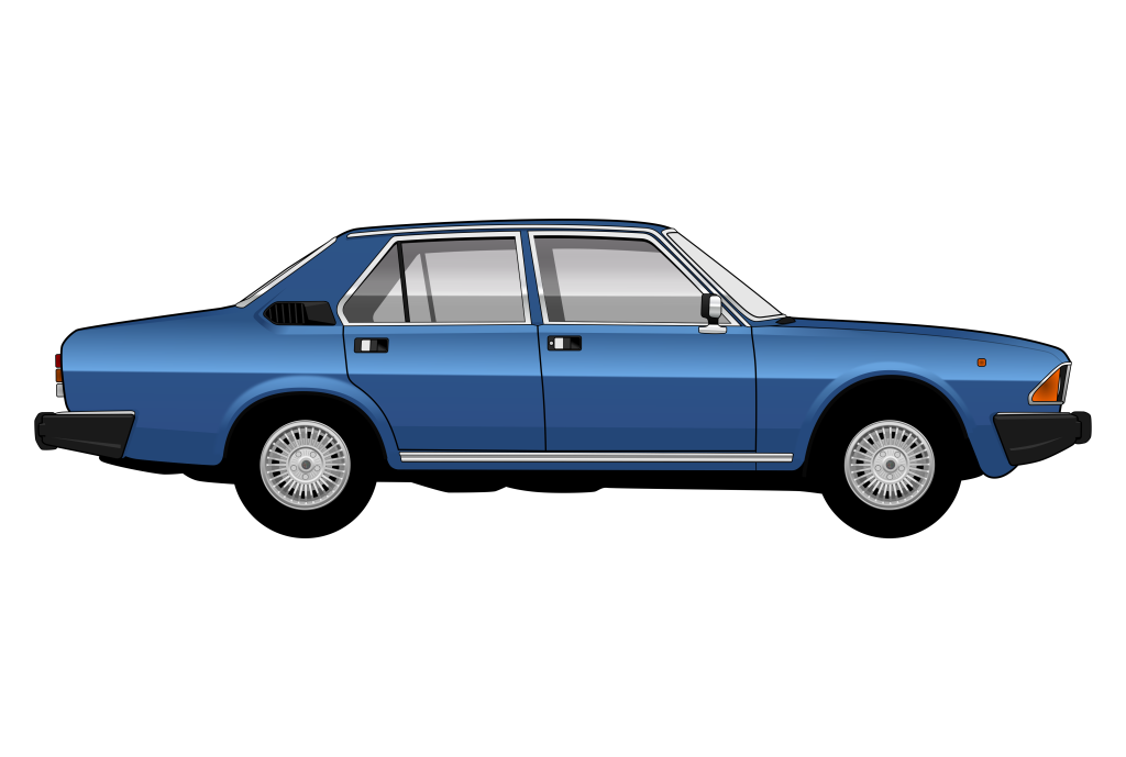 Blue Alfa Romeo Alfa6 side view vector car graphic design for custom t-shirt and mug prints