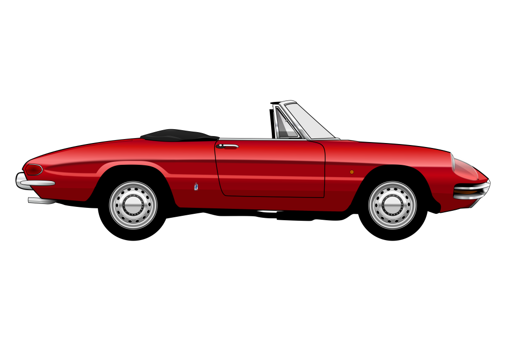 Red Alfa Romeo Spider Mark 1 side view vector car graphic design for custom t-shirt and mug prints