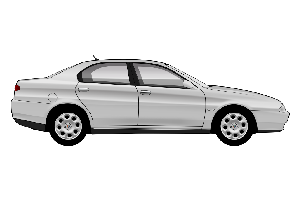 Silver Alfa Romeo 166 side view vector car graphic design for custom t-shirt and mug prints
