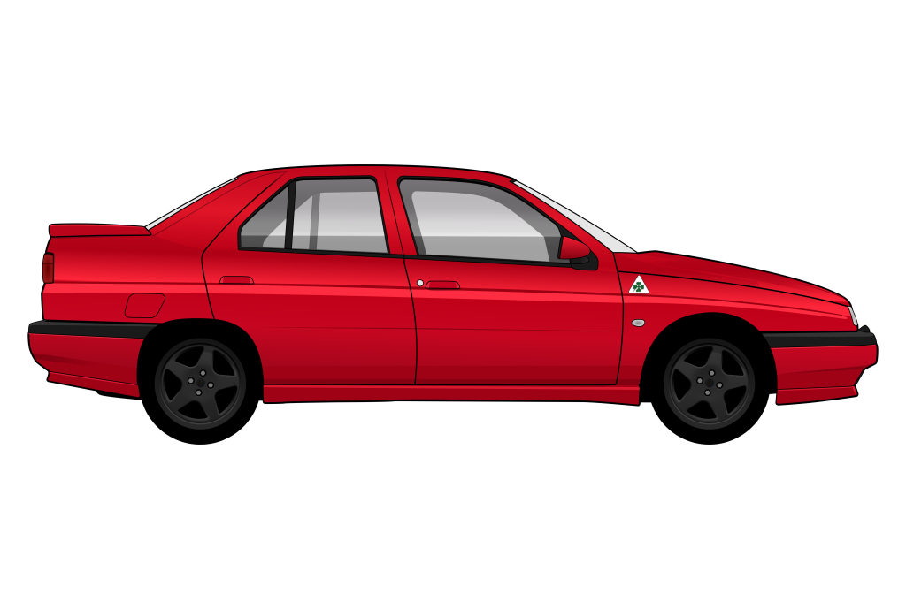 Red Alfa Romeo 155 side view vector car graphic design for custom t-shirt and mug prints
