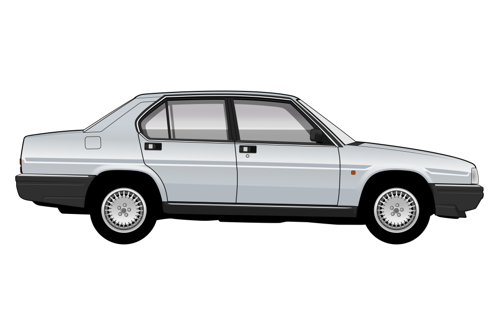 Silver Alfa Romeo 90 side view vector car graphic design for custom t-shirt and mug prints
