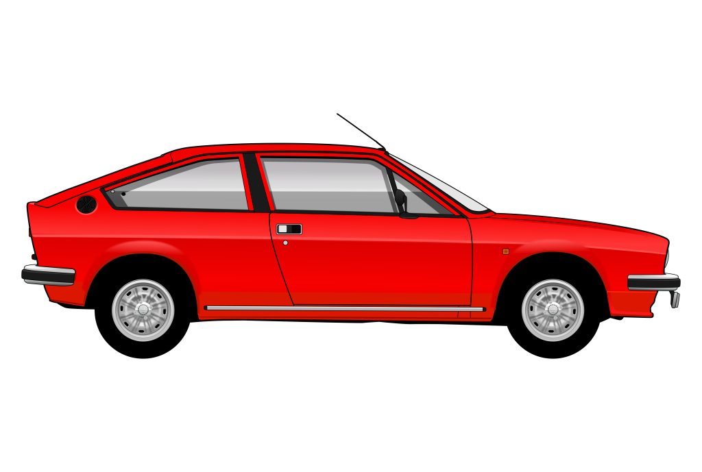 Red Alfa Romeo Alfasud Sprint side view vector car graphic design for custom t-shirt and mug prints