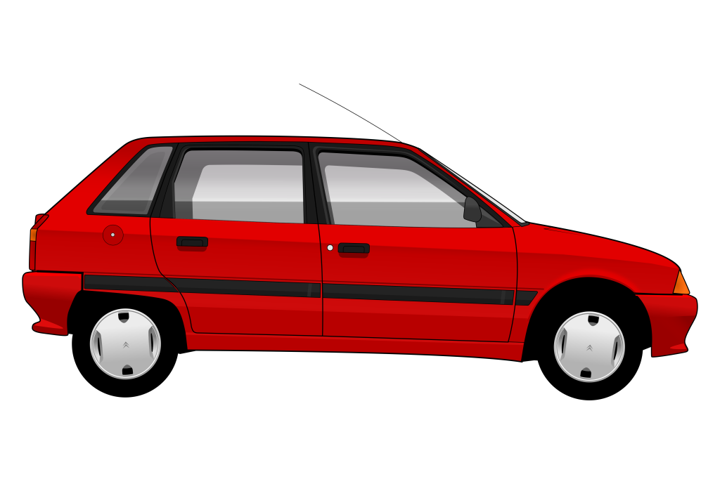 Red Citroen AX side view vector car graphic design for custom t-shirt and mug prints