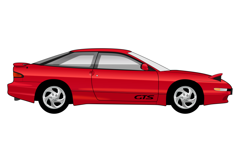 Red Ford Probe Mark 2 side view vector car graphic design for custom t-shirt and mug prints