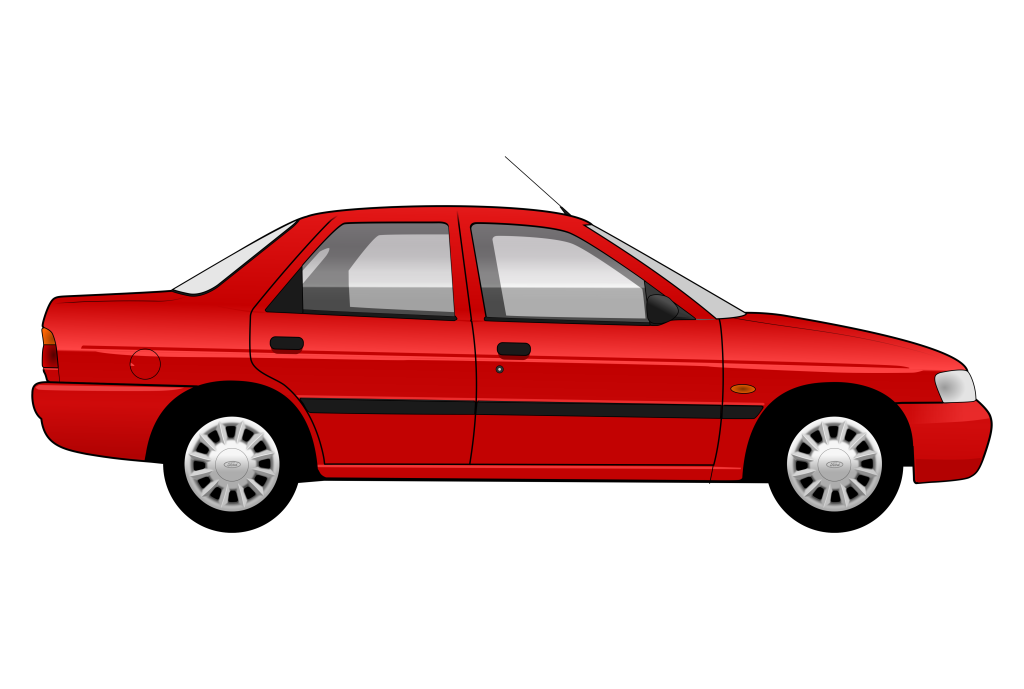 Red Ford Escort Saloon side view vector car graphic design for custom t-shirt and mug prints