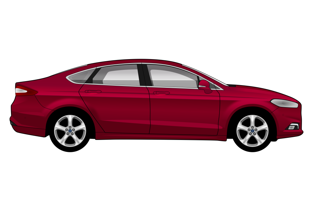 Red Ford Mondeo Mark 5 side view vector car graphic design for custom t-shirt and mug prints