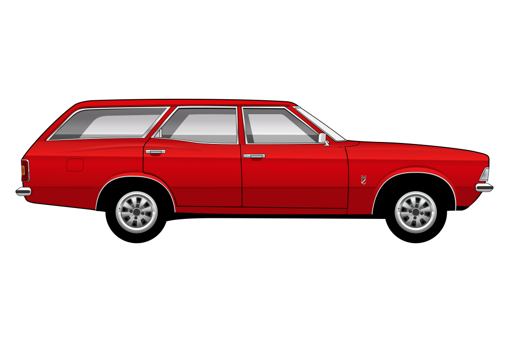 Red Ford Cortina Mark 3 Estate side view vector car graphic design for custom t-shirt and mug prints