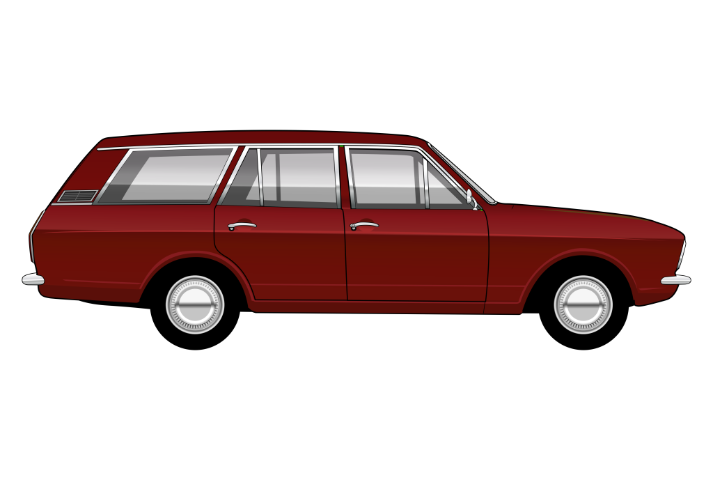 Red Ford Cortina Mark 2 Estate side view vector car graphic design for custom t-shirt and mug prints