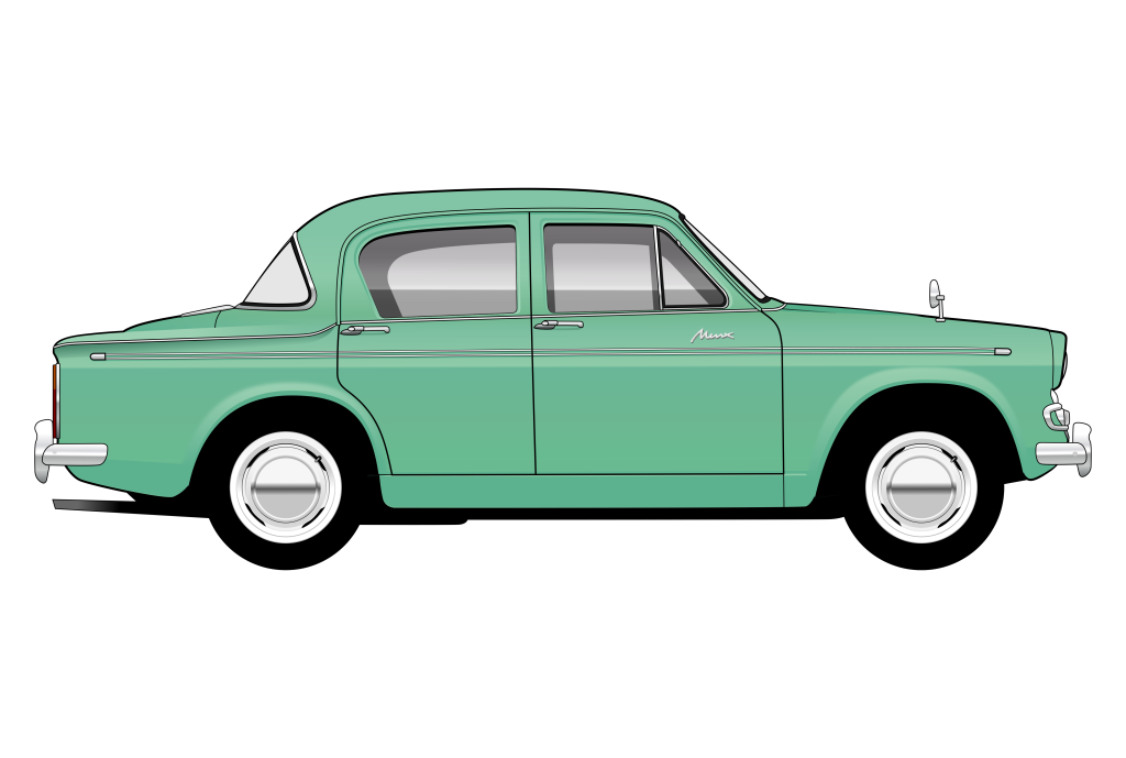 Green Hillman Minx Series 3 side view vector car graphic design for custom t-shirt and mug prints