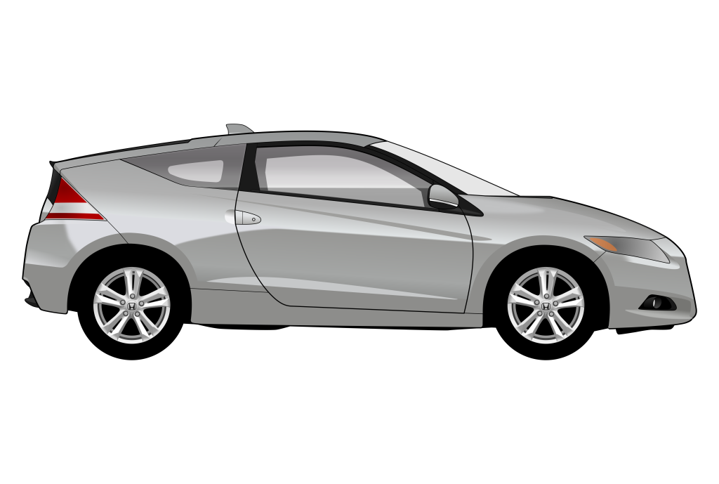 Grey Honda CRZ side view vector car graphic design for custom t-shirt and mug prints