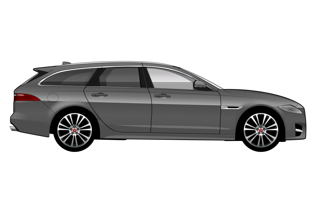 Grey Jaguar XF Mark 2 Estate side view vector car graphic design for custom t-shirt and mug prints
