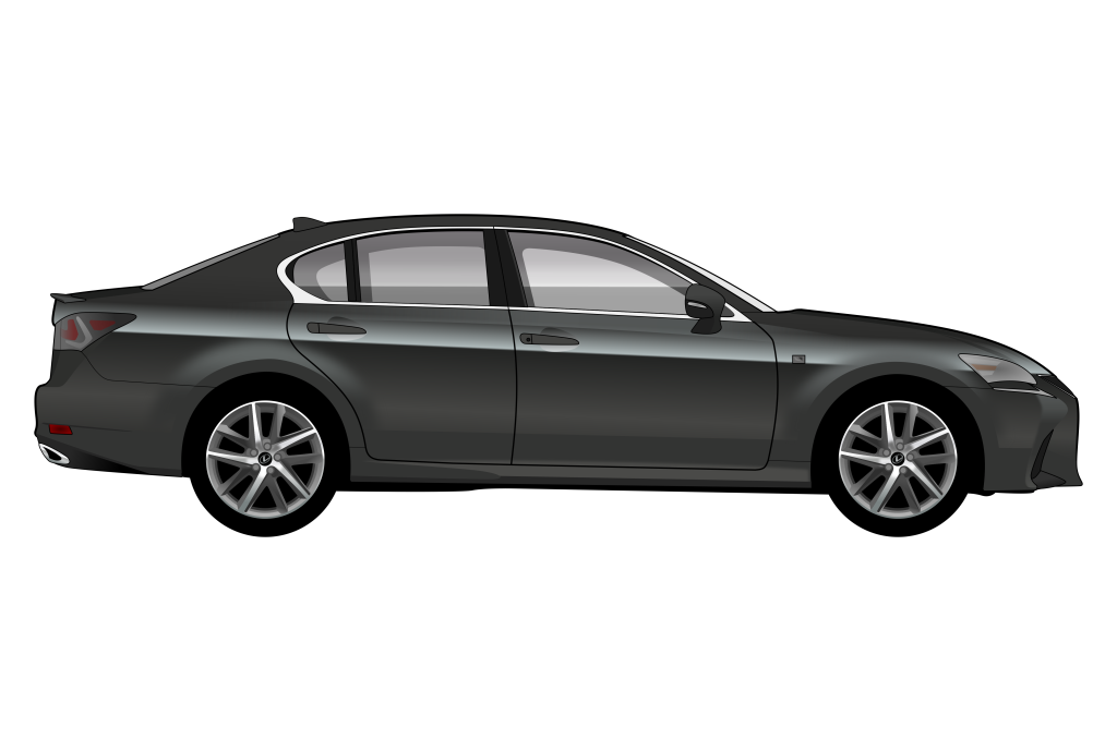 Grey Lexus GS side view vector car graphic design for custom t-shirt and mug prints