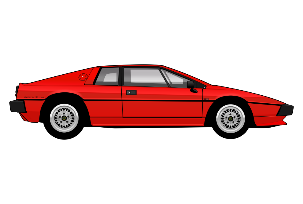 Red Lotus Esprit S3 side view vector car graphic design for custom t-shirt and mug prints