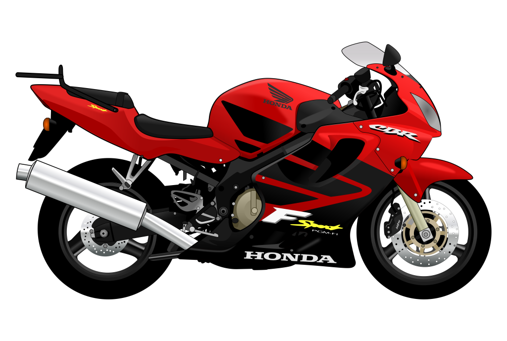 Red Honda CBR 600 FS side view vector car graphic design for custom t-shirt and mug prints