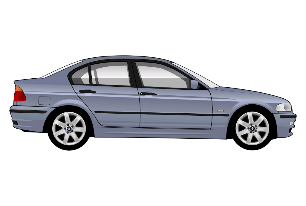 Grey BMW E46 side view vector car graphic design for custom t-shirt and mug prints