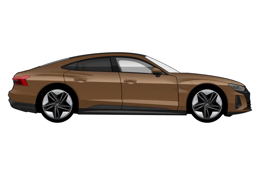 Brown Audi e-tron GT side view vector car graphic design for custom t-shirt and mug prints