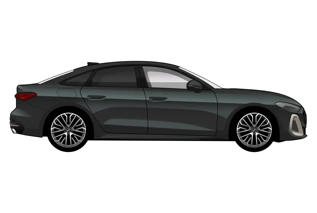 Grey Audi A5 mark 3 side view vector car graphic design for custom t-shirt and mug prints