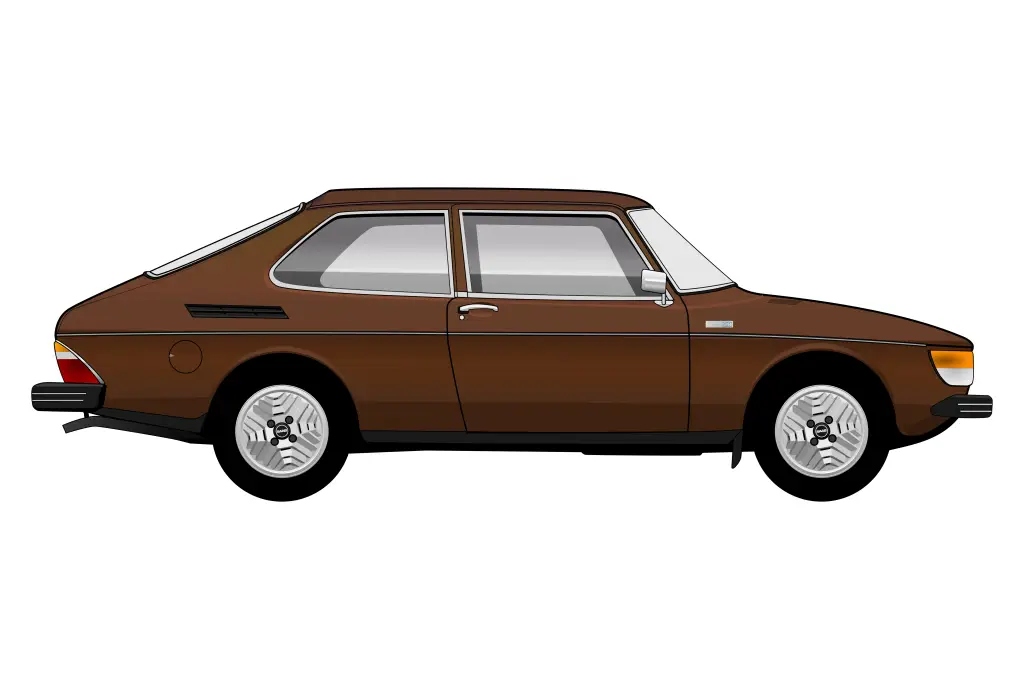 Brown Saab 99 side view vector car graphic design for custom t-shirt and mug prints