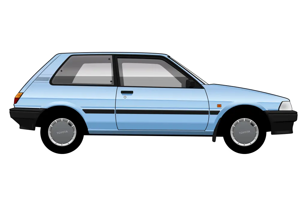 Blue Toyota Corolla side view vector car graphic design for custom t-shirt and mug prints
