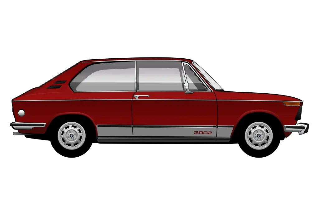 Red BMW 2002 Touring side view vector car graphic design for custom t-shirt and mug prints