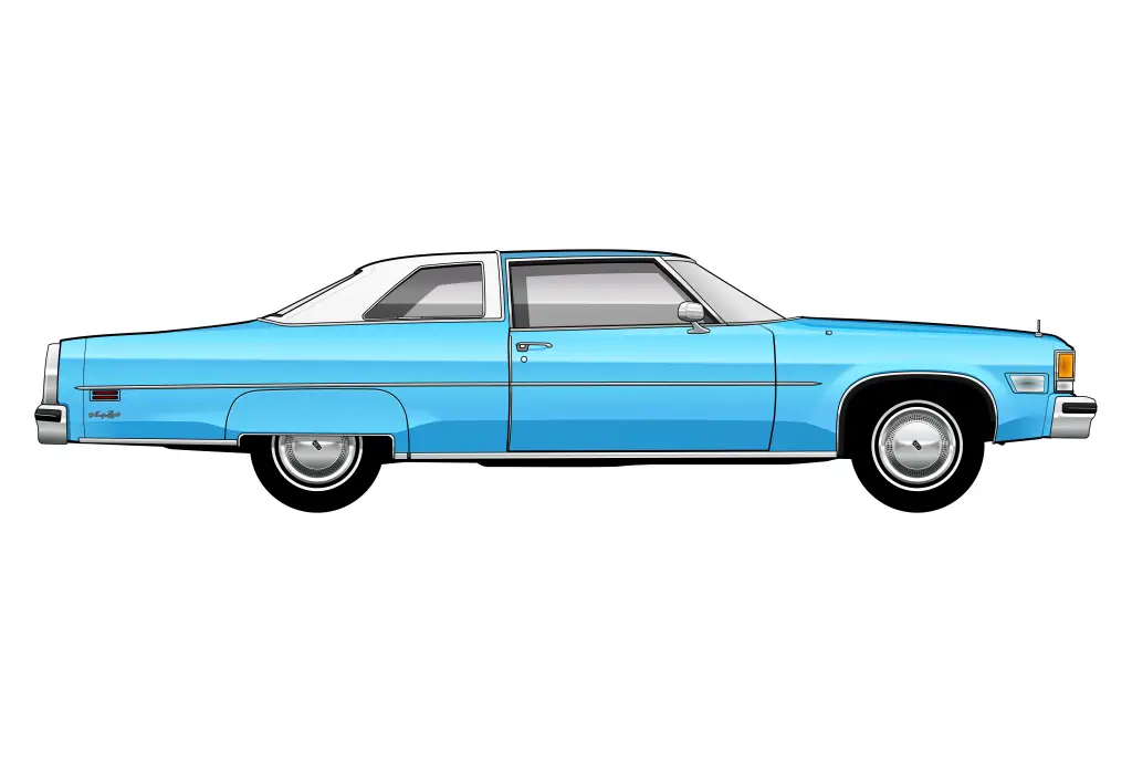 Blue Oldsmobile 98 side view vector car graphic design for custom t-shirt and mug prints