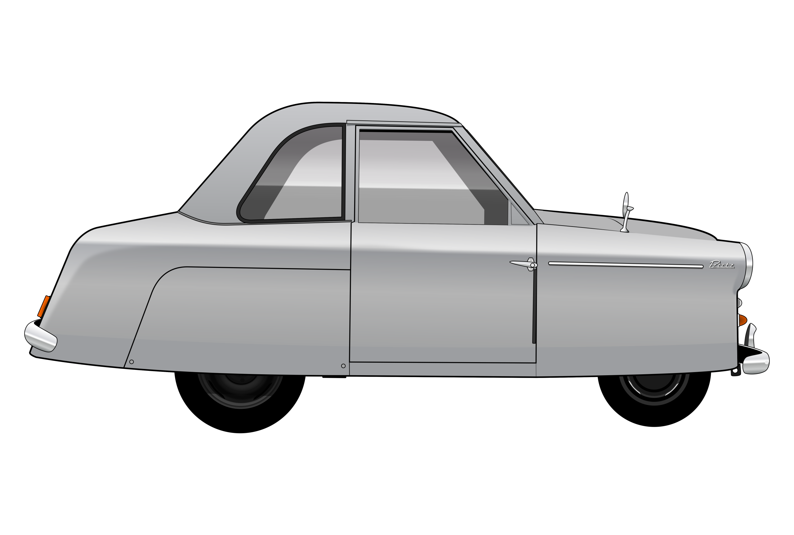 Silver AC Petite side view vector car graphic design for custom t-shirt and mug prints